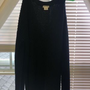 oversized knit black v neck sweater